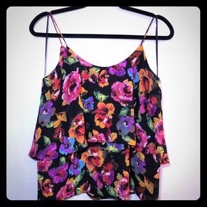 Paper Crane Floral Flowy Layered Tank M